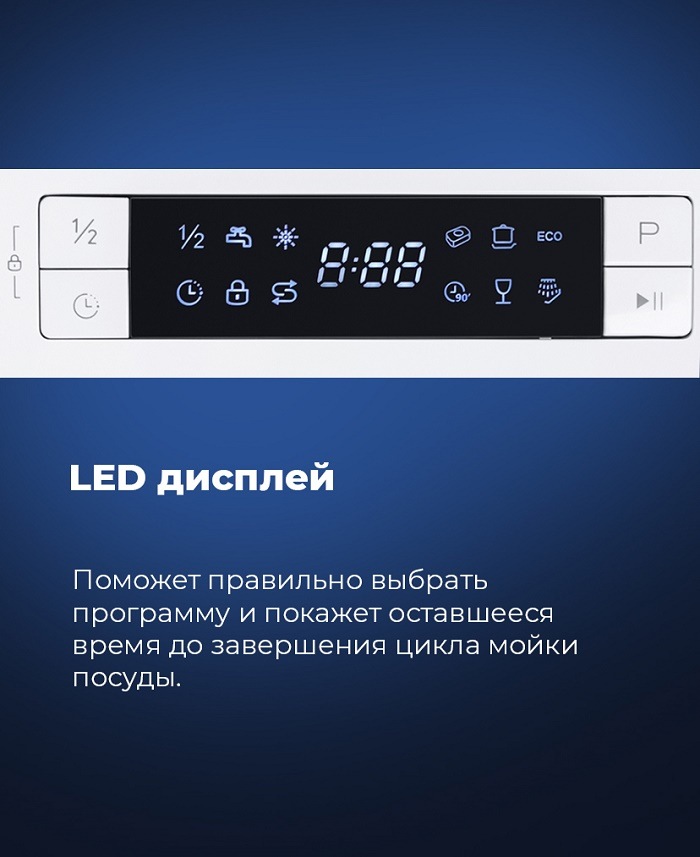 Посудомоечная машина MAUNFELD MWF08B LED дисплей