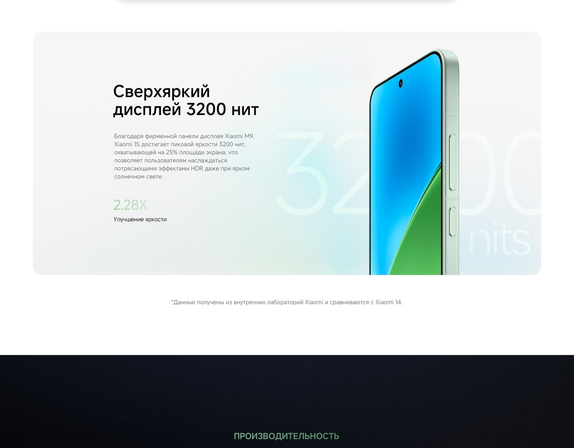 Смартфон Xiaomi 15 12GB/512GB сверхяркий дисплей 3200 нит
