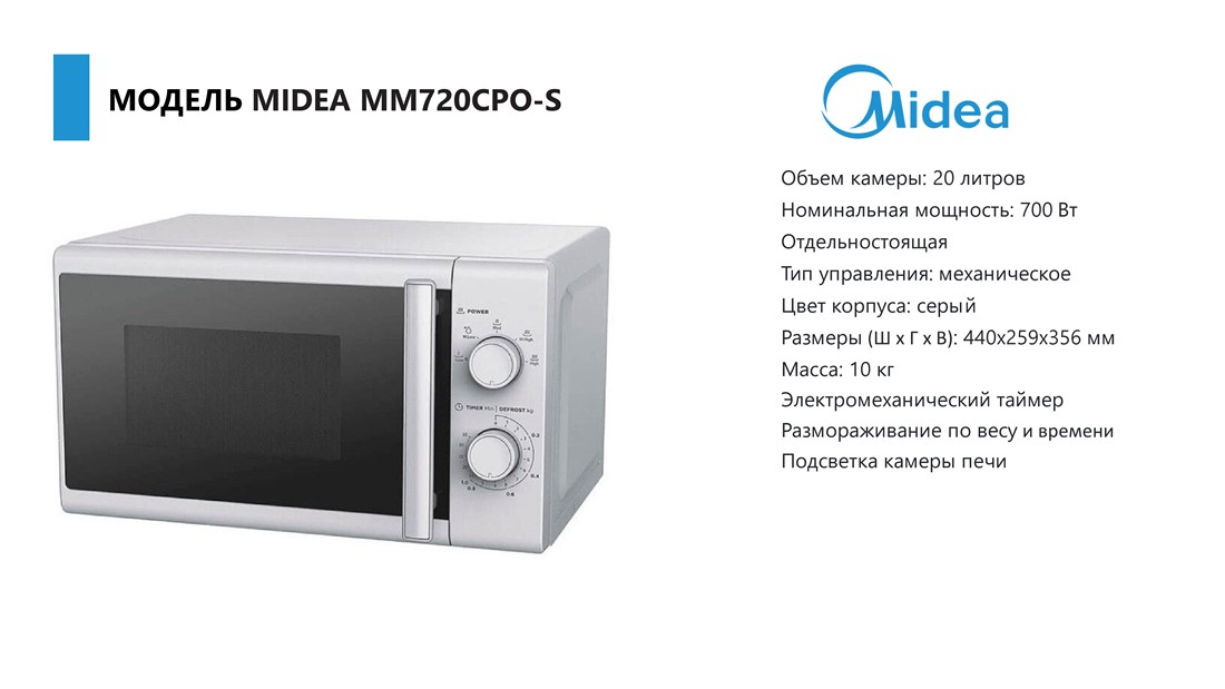 Midea MM720CPO-S Объем 20 литров
