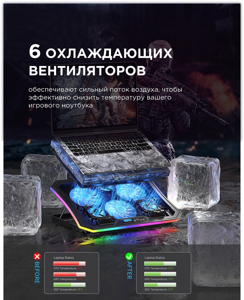 6 охлаждающих вентиляторов