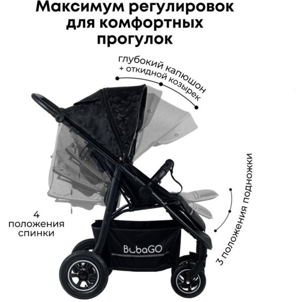 Коляска детская прогулочная Bubago Sorex BG 107-1 (мистический черный) максимум регулировок