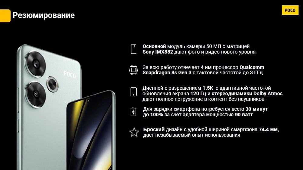 Смартфон POCO F6 Резюмирование