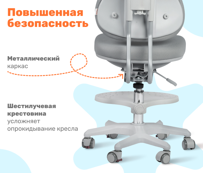 Детское поворотное кресло YOKA YC-6 Gammy (серый) повышенная безопасность