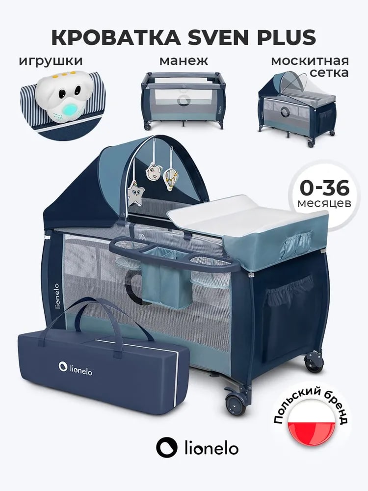 Lionelo Sven Plus (Blue Navy) Детская кроватка