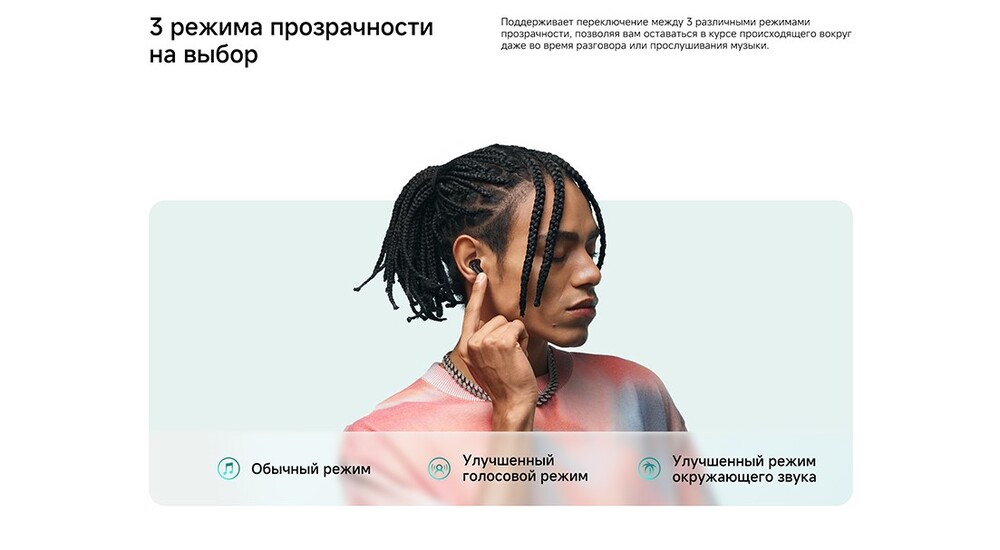 Наушники Xiaomi Redmi Buds 6 3 режима прозрачности на выбор