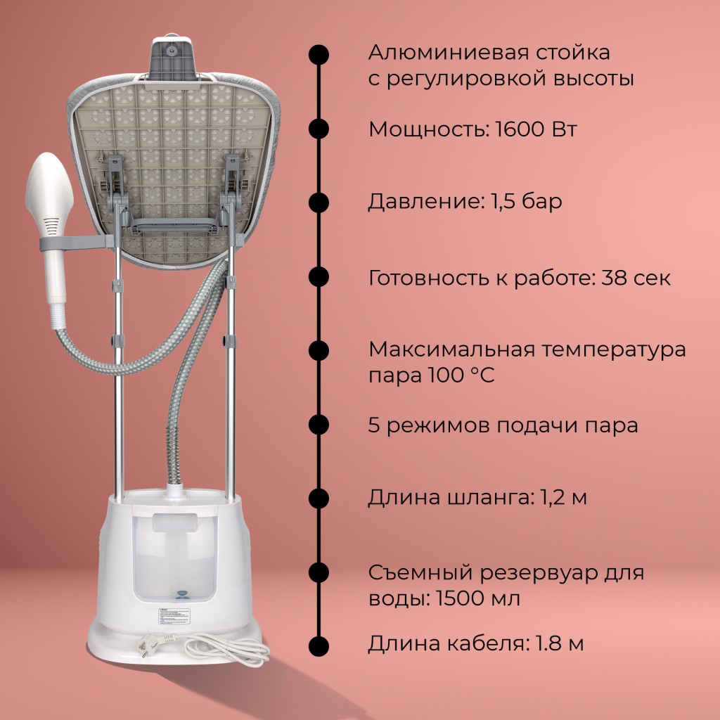 Мощность 1600 Вт, Давление 1,5 бар