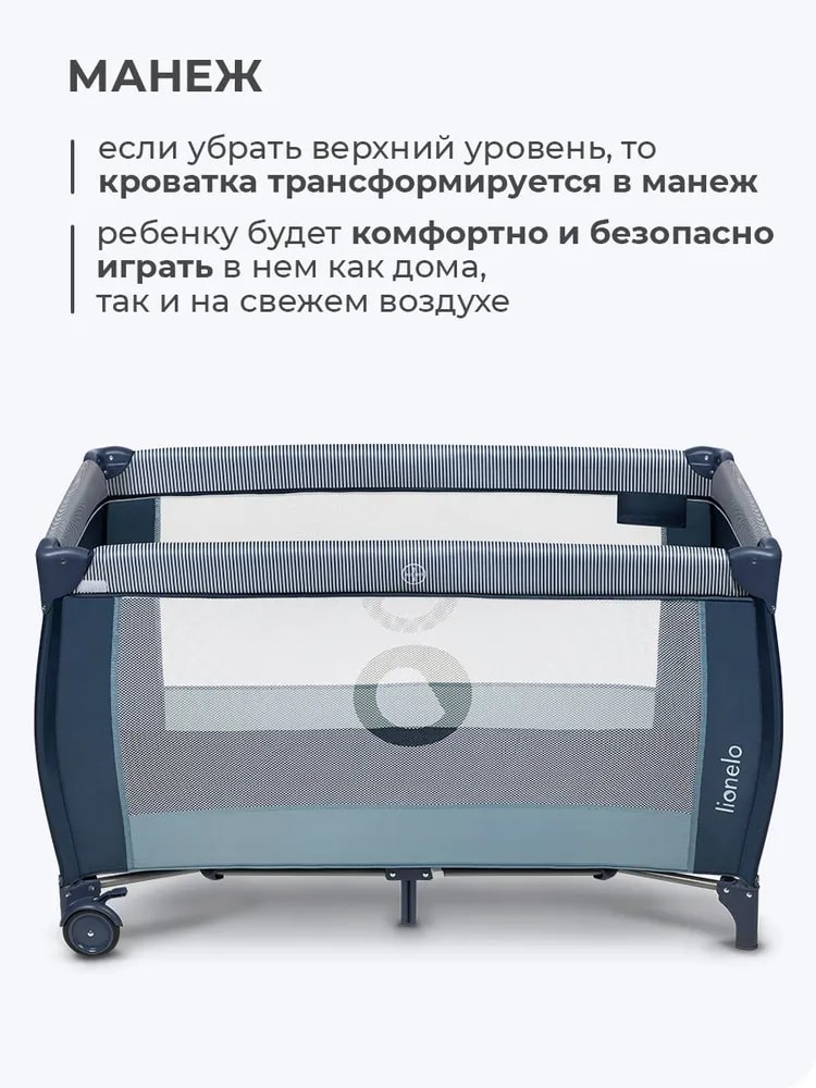 Lionelo Sven Plus (Blue Navy) Кроватка манеж