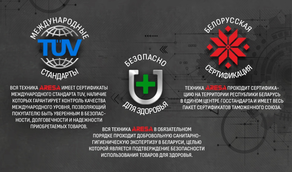 Aresa AR-1107 Международные стандарты