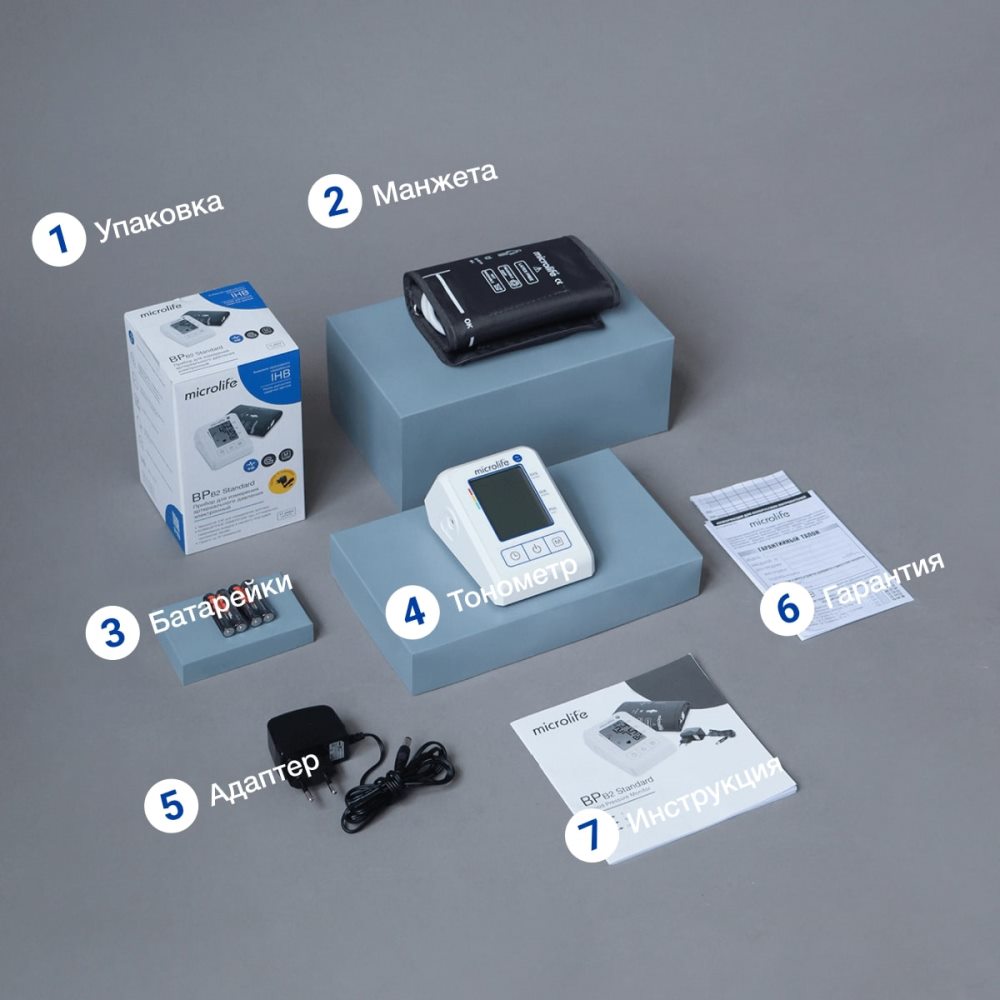 Microlife BP B2 Standard (манжета М-L) Комплектация