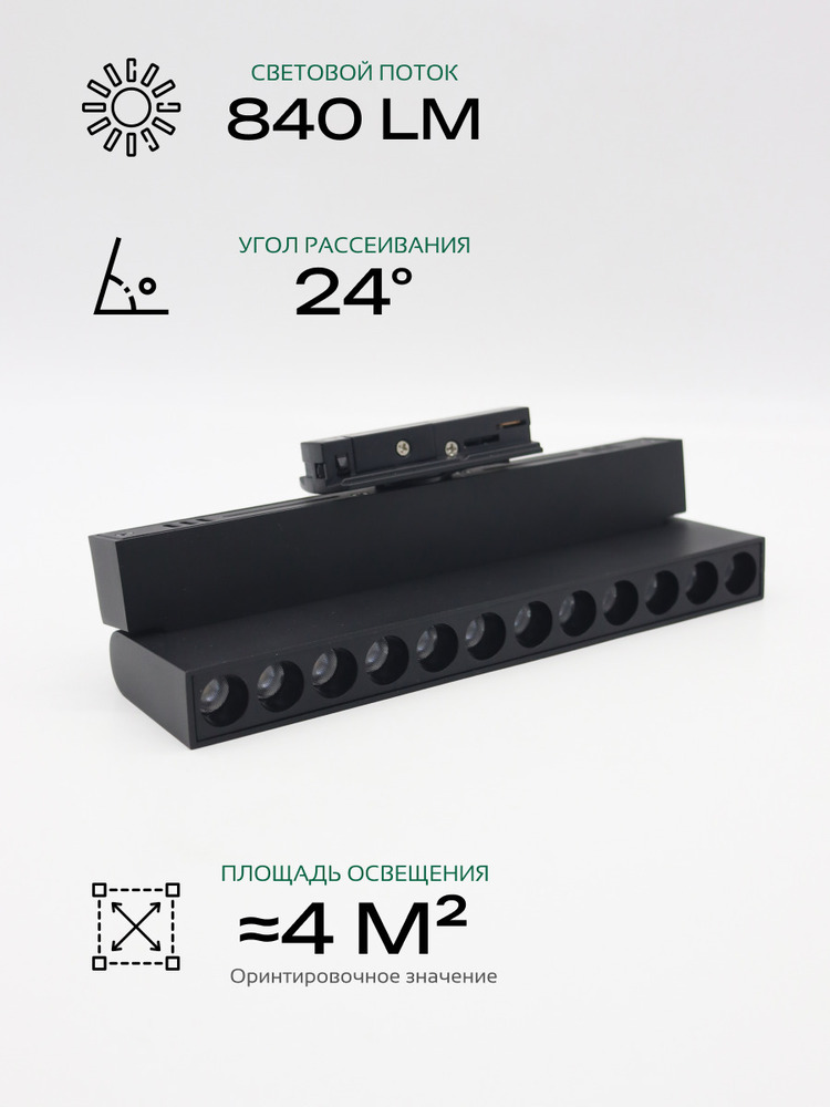 Светильник светодиодный трековый TRUENERGY 24033 угол рассеивания