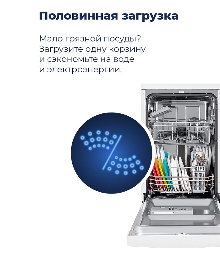 Посудомоечная машина MAUNFELD MWF08B Половинная загрузка