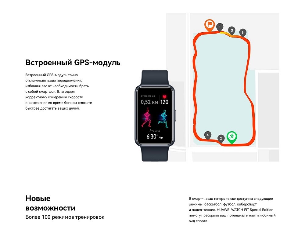 HUAWEI Watch Fit SE Встроенный GPS-модуль