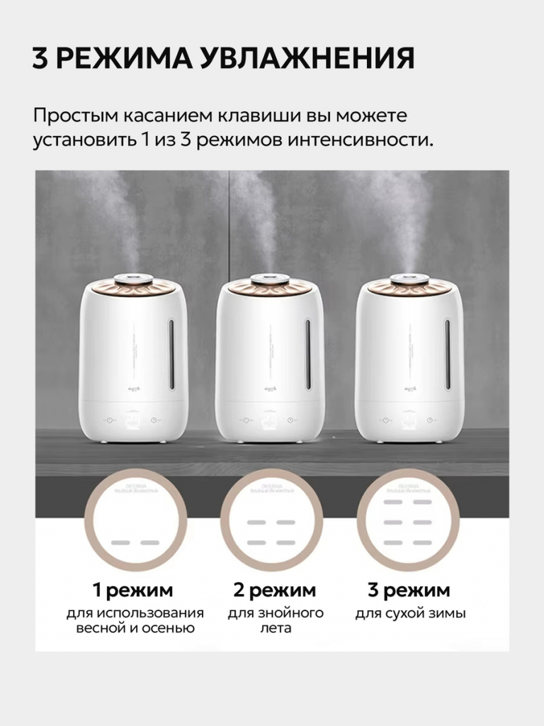 Увлажнитель воздуха Deerma DEM-F600 3 режима увлажнения