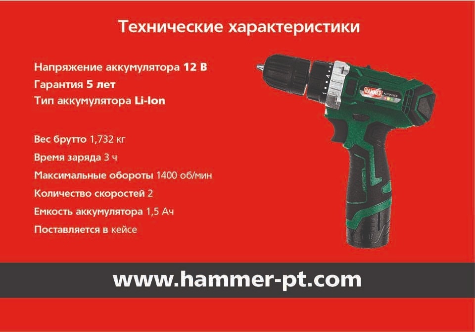 Hammer ACD12/2CS Технические характеристики