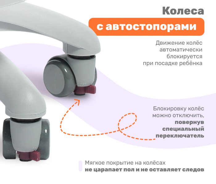 Детское поворотное кресло YOKA YC-7 Veni (серый) автостопор