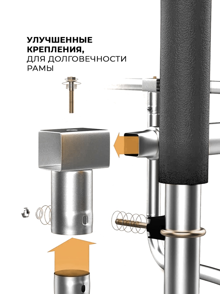 Батут GetActive Jump 8FT с внешней сеткой лестницей оранжевый (J8L-O) Улучшенные крепления