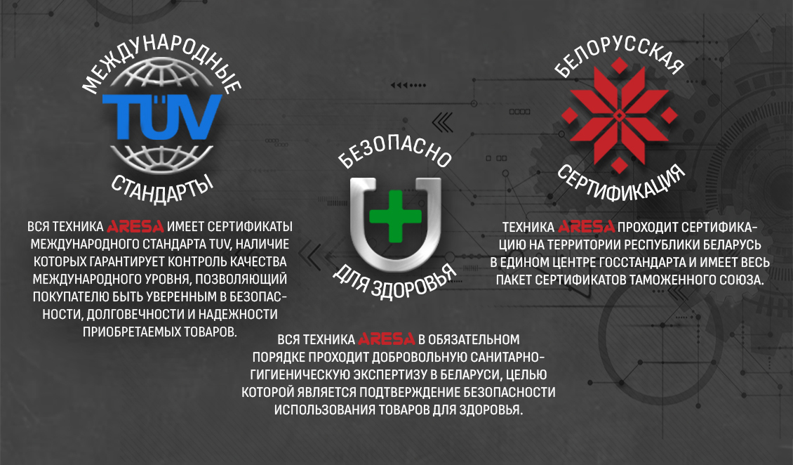 ARESA AR-3909 Междунароные стандарты