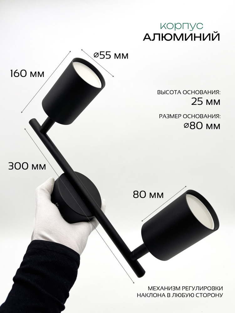 Светильник накладной поворотный TRUENERGY 21460  размеры