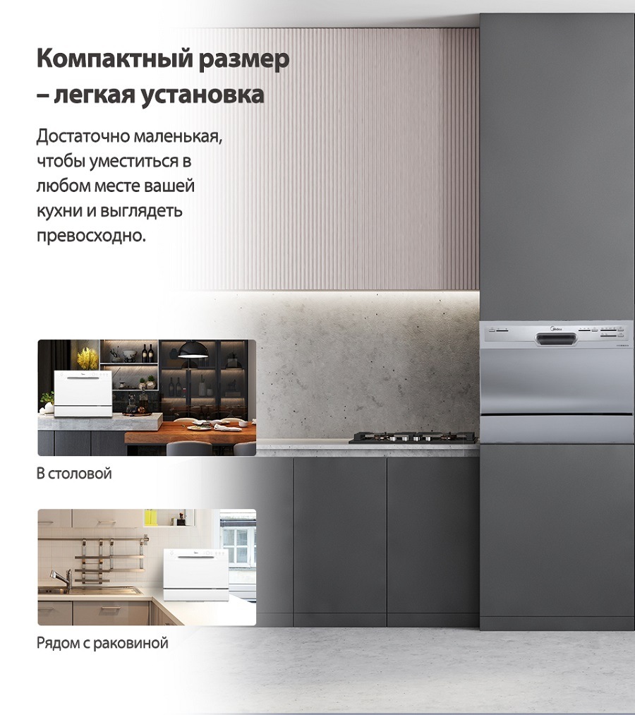 Midea MCFD55200S Компактный размер - легкая установка