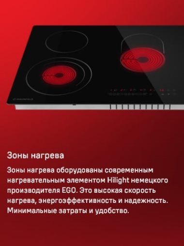 MAUNFELD CVCE905SMTBK Зоны нагрева