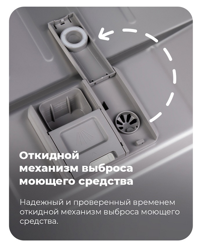 Посудомоечная машина MAUNFELD MLP-12IMR Откидной механизм выброса моющего средства