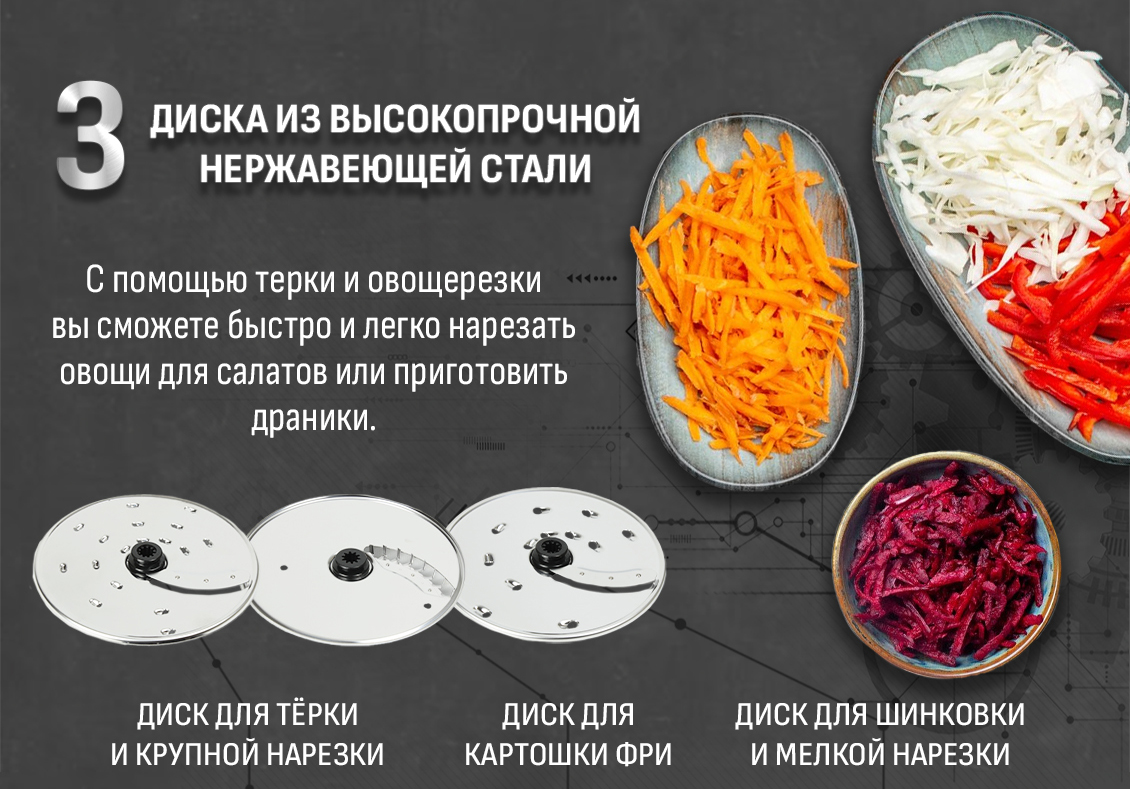 ARESA AR-1712 3 диска из нержавеющей стали