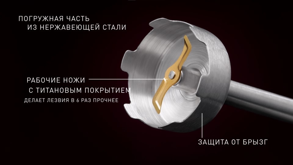 RONDELL RDE-1302 Погружная часть из нержавеющей стали, рабочие ножи с титановым покрытием