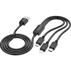 Кабель Hoco X74 USB Type-A - microUSB/USB Type-C/Lightning (1 м, черный)