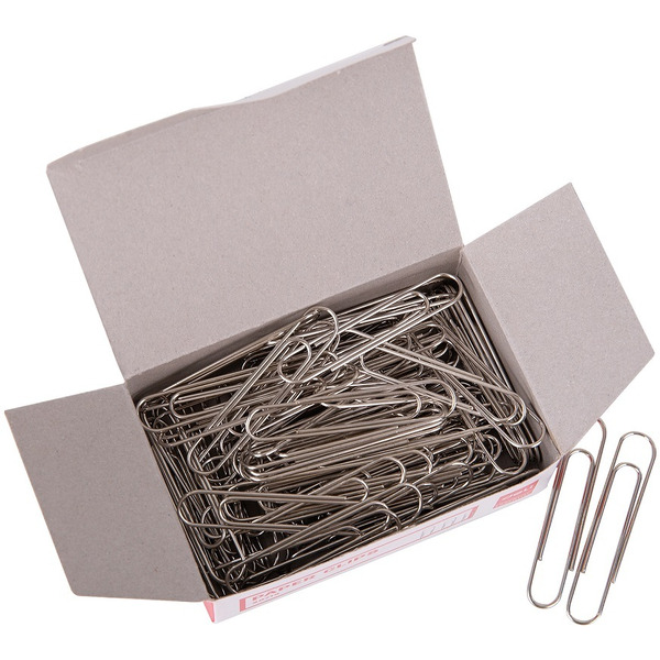 Скрепки DELI 50мм никелированные  (100шт) 39713