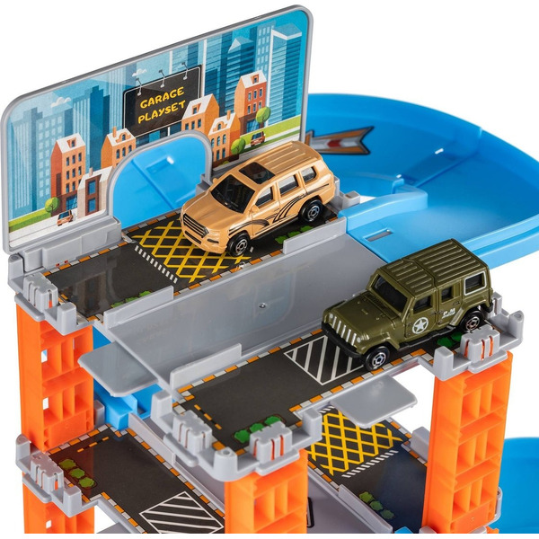 Паркинг игрушечный Labalu P9588A-1 / 5-уровневый с дорогой и автомобилями (голубой)