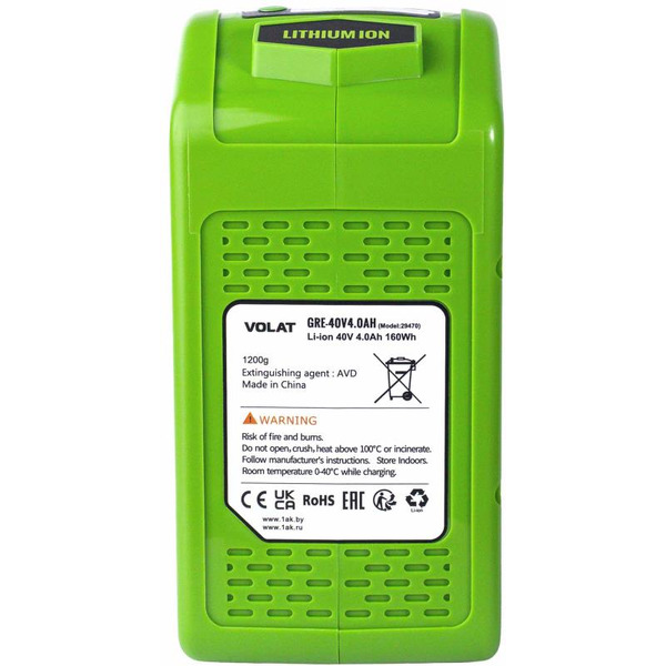 Аккумуляторная батарея VOLAT для Greenworks 40.0V 4.0AH (Li-ion)