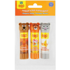 Набор клей-карандаш Мульти-Пульти "Зверята: Бобер, Леопард, Мышь" GS_41907