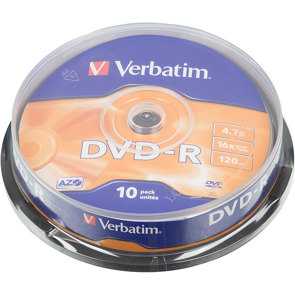 DVD-R диск Verbatim 4.7Gb 16x 43523 (10 шт.)