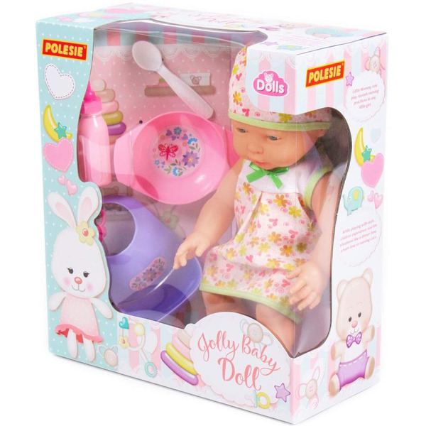 Пупс Полесье Веселый с соской + набор для кормления 78377