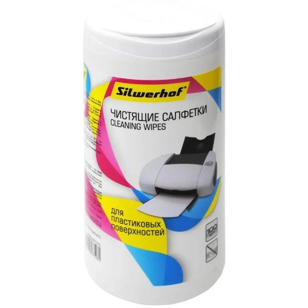 Влажные салфетки Silwerhof для компьютеров и оргтехники 671215 100 шт