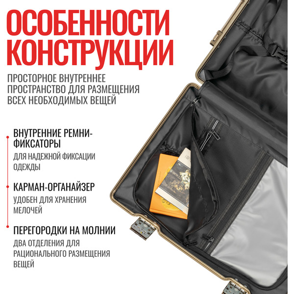 Чемодан DoubleW E087# (M,черный)