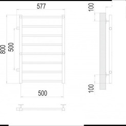 Полотенцесушитель TERMINUS Аврора П8 500x800 (9005 матовый, боковое подключение 50)