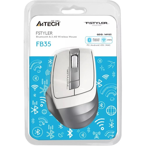 Мышь A4Tech Fstyler FB35 (белый/серый)