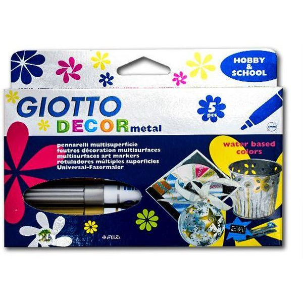 Фломастеры FILA GIOTTO DECOR METAL, 5 цв, металлический эф, арт. 452900