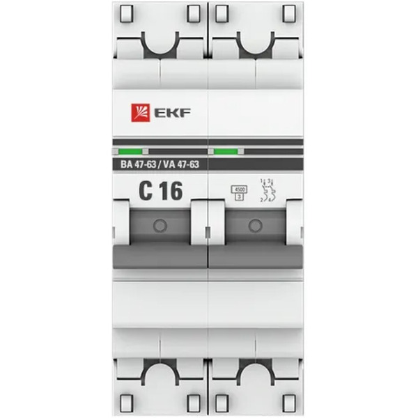 Выключатель автоматический EKF PROxima ВА 47-63 2P 16А (C) 4.5kA