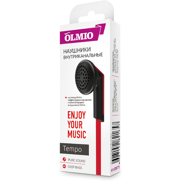 Наушники OLMIO Tempo (черный/красный)