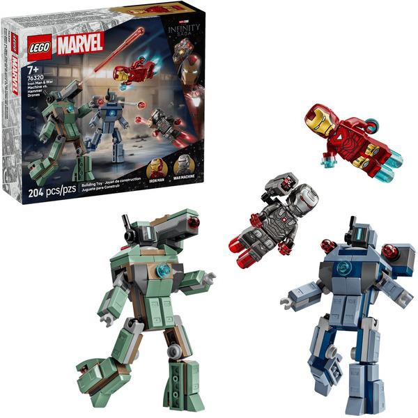 Конструктор Lego Marvel Железный человек и боевая машина против дронов 76320