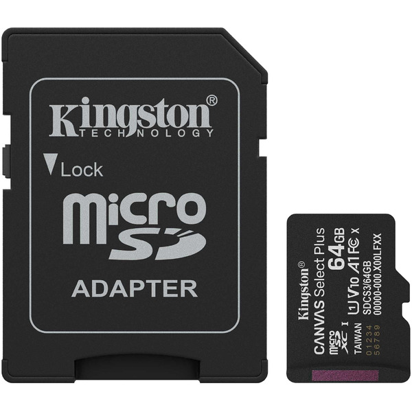 Карта памяти Kingston Canvas Select Plus microSDXC 64GB SDCS3/64GB (с адаптером)