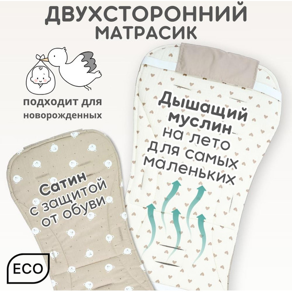 Матрасик в коляску Bubago КМ1 BG 169-1 (бежевый мишки)