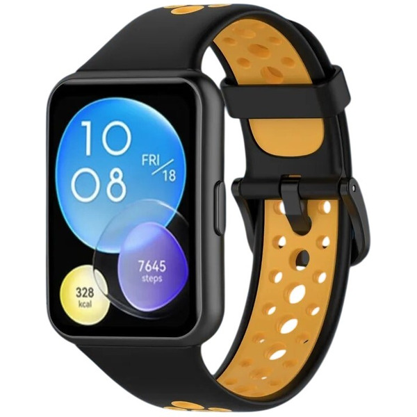 Ремешок Bingo Sport для HUAWEI Watch FIT 2 Classic/Active/Elegant (черный с желтым)