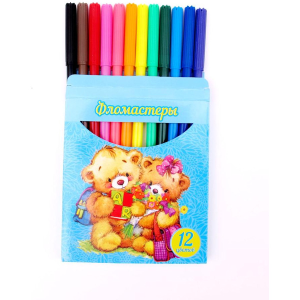 Фломастеры "Мишки идут в школу", 12 цветов, (Tukzar) арт. TZ 8094-12
