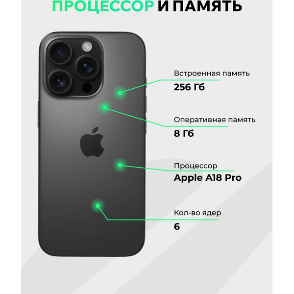 Смартфон Apple iPhone 16 Pro Max 256GB восстановленный ELNU Грейд B ELN3296B1034 (черный титан)