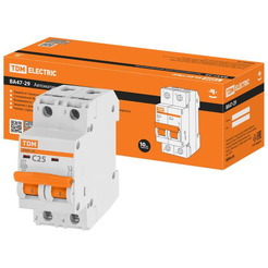 Выключатель автоматический TDM ВА 47-29 2Р 25А (C) 4.5кА SQ0206-0095