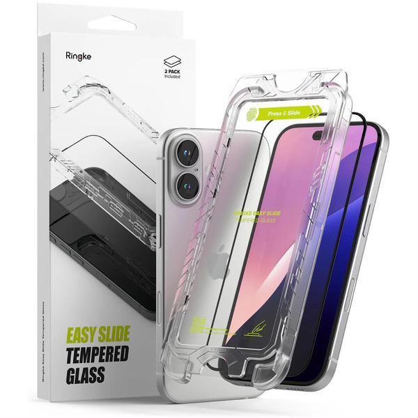 Защитное стекло RINGKE EASY SLIDE для IPHONE 15 / 16 BLACK (2шт)