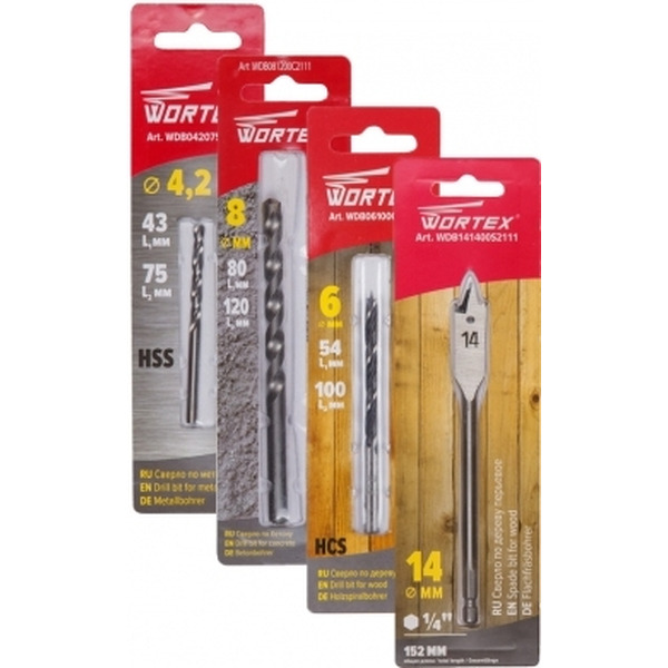 Дрель Wortex DS 1055 + 4 сверла (DS105500022A1)